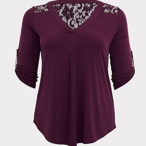 Torrid Harper Burgundy Studio Knit Lace Back